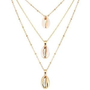 Three Strand Shell and Gold Necklace
